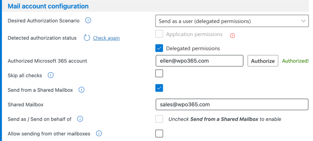 Send emails from another account - an account different from the account authorized to submit emails to Microsoft Graph.