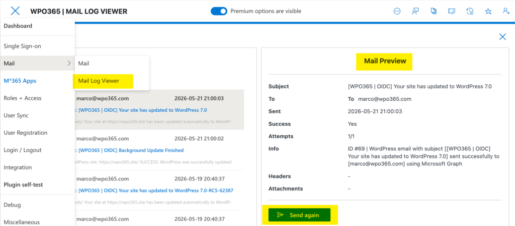 Improve the reliability of sending WordPress emails - Manually resend emails.