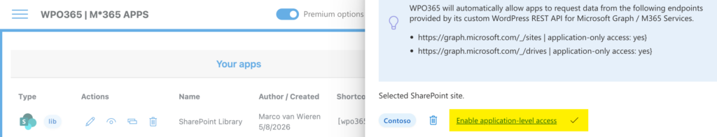 Embed a SharePoint Library for your customers (without User Sign-in) - Enable appplication-level access.
