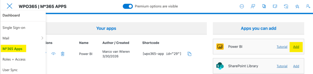 Steps to embed Power BI for your customers - Add Power BI App.