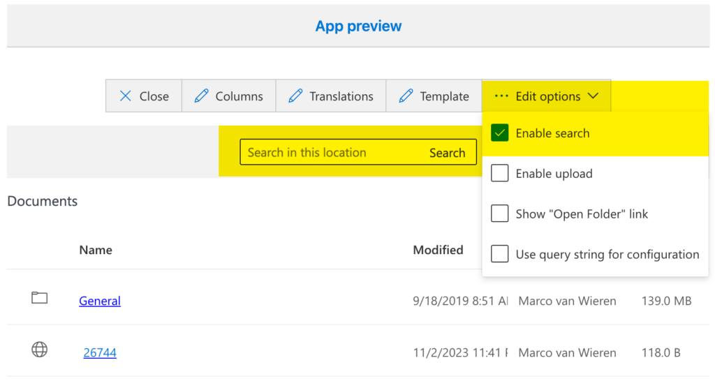 Enable search in SharePoint from WordPress - Enable search.