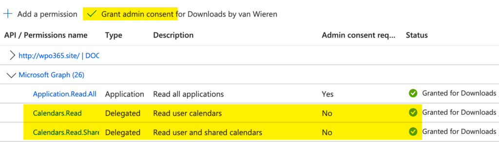Embed an Outlook / Exchange calendar in WordPress for your organization - Grant admin consent.