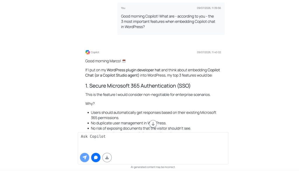 Use Copilot Chat in WordPress