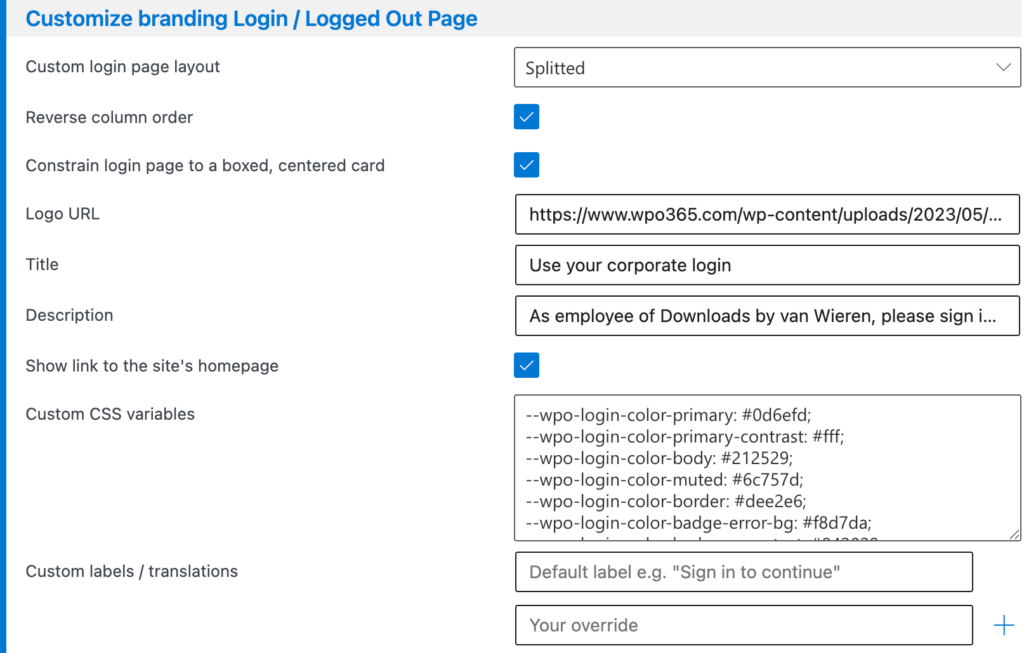 Customize appearance of the Login and Logged Out Pages